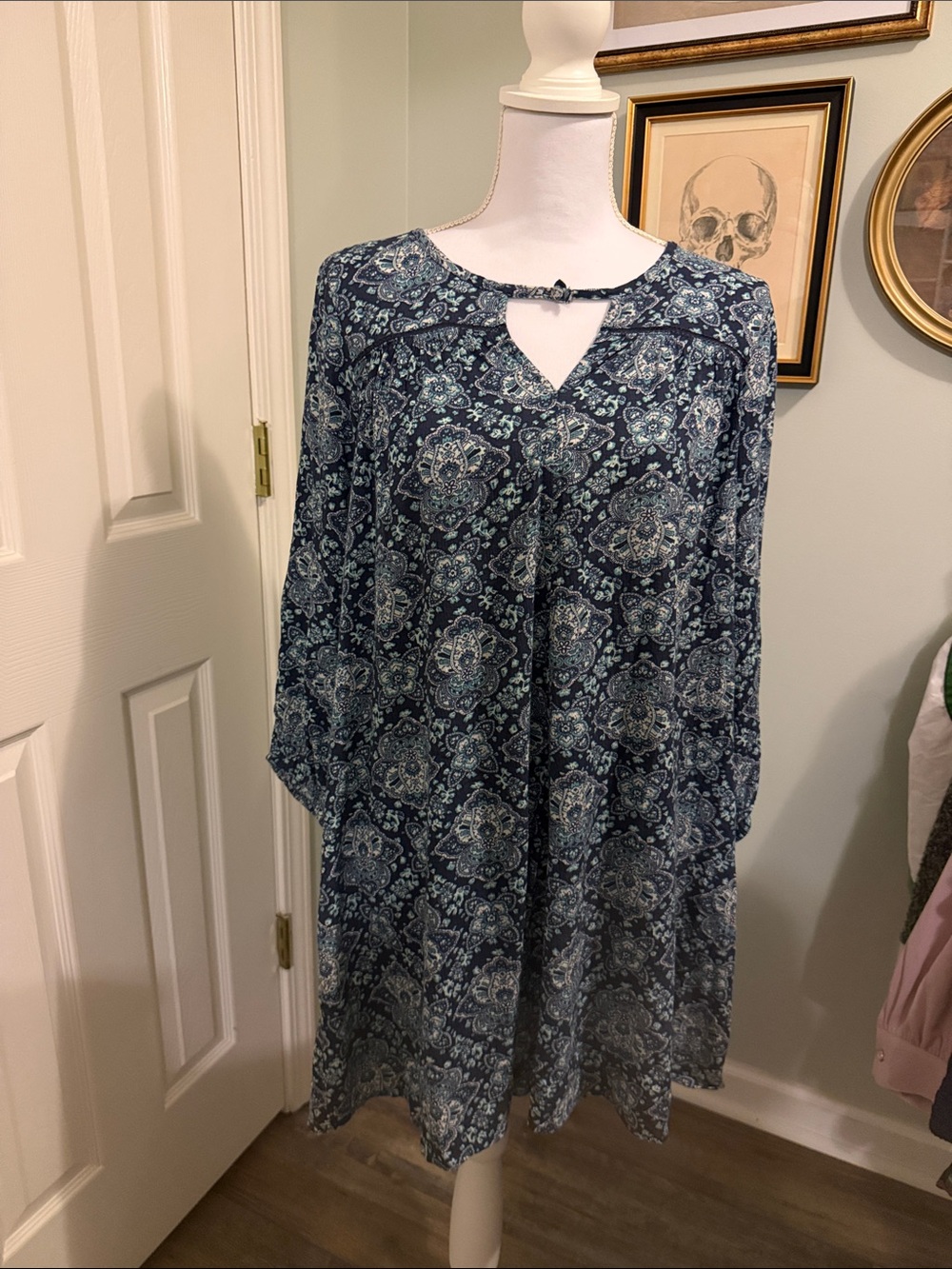American Eagle Outfitters Navy Blue Printed Tunic